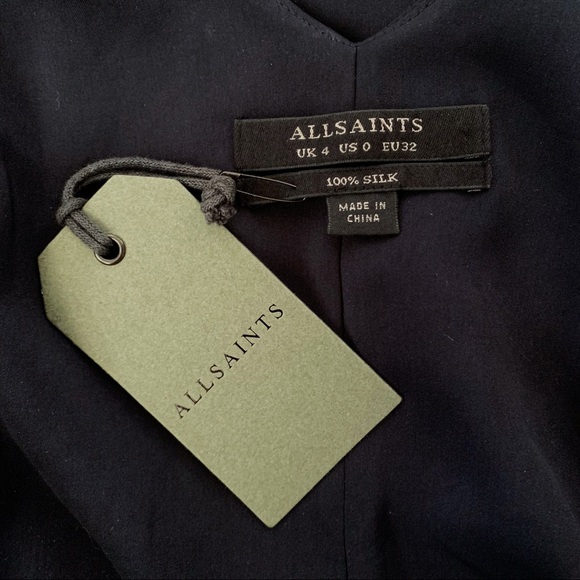 All Saints black navy wrap dress size 0 - Picture 7 of 7